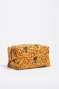 Large yellow Leopard palms nylon make-up case