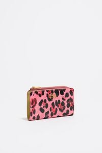 Strawberry textured shiny Leopard print compact purse