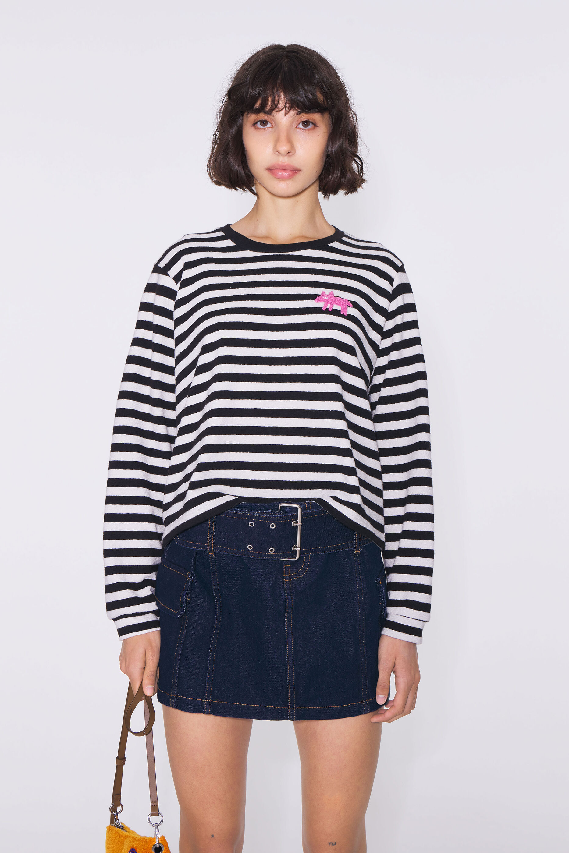 Black striped boxy T-shirt