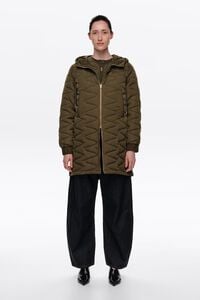 Khaki mid-length padded puffer