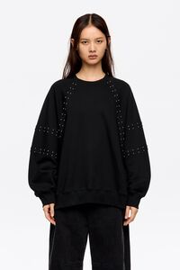 Washed black studded sweatshirt
