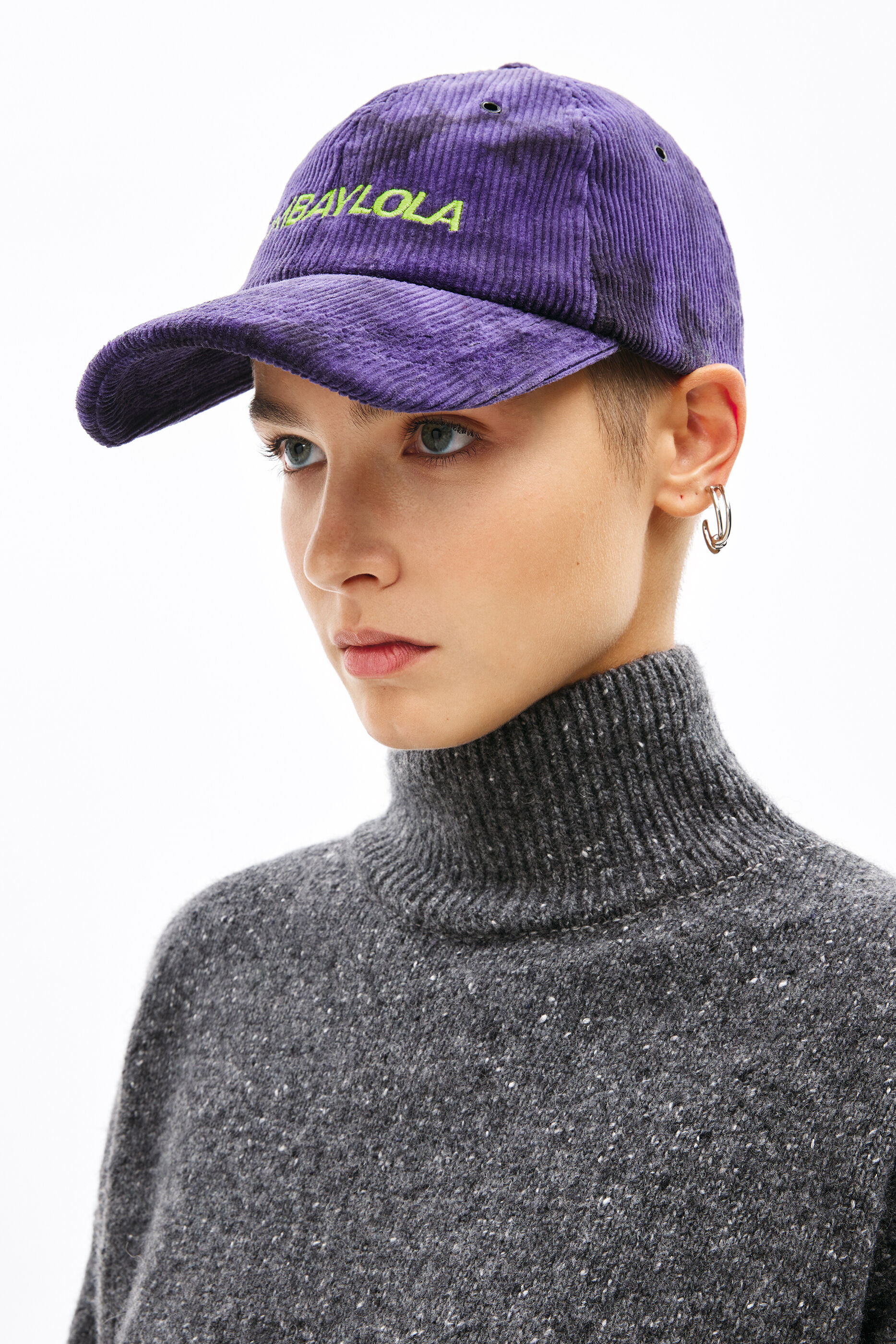 Purple tie-dye corduroy cap