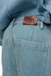 WIDE LEG - Broek denim lichtblauw verwassen