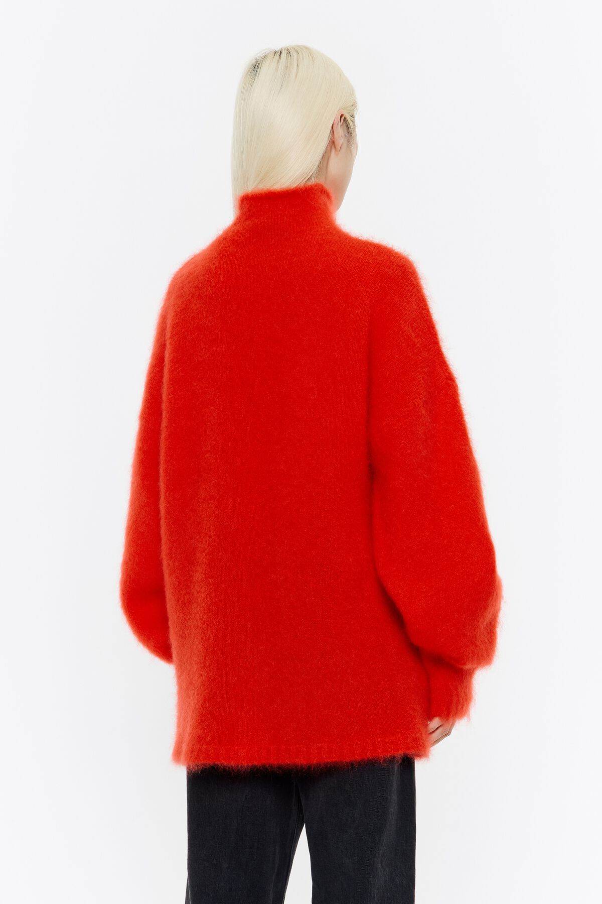 Long red mohair oversize sweater