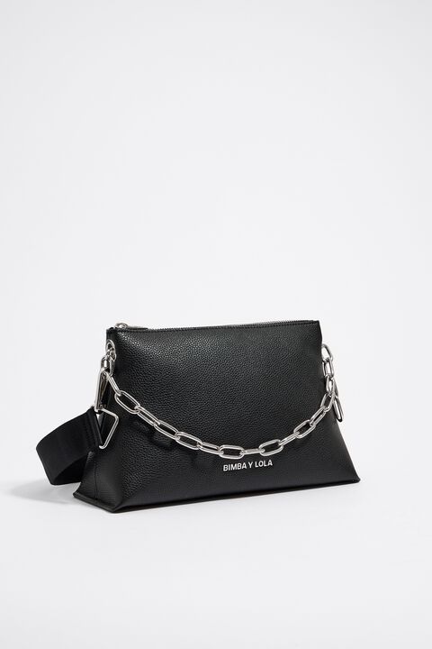 Bimba Y Lola Medium Trapezium Leather Crossbody Bag - Black