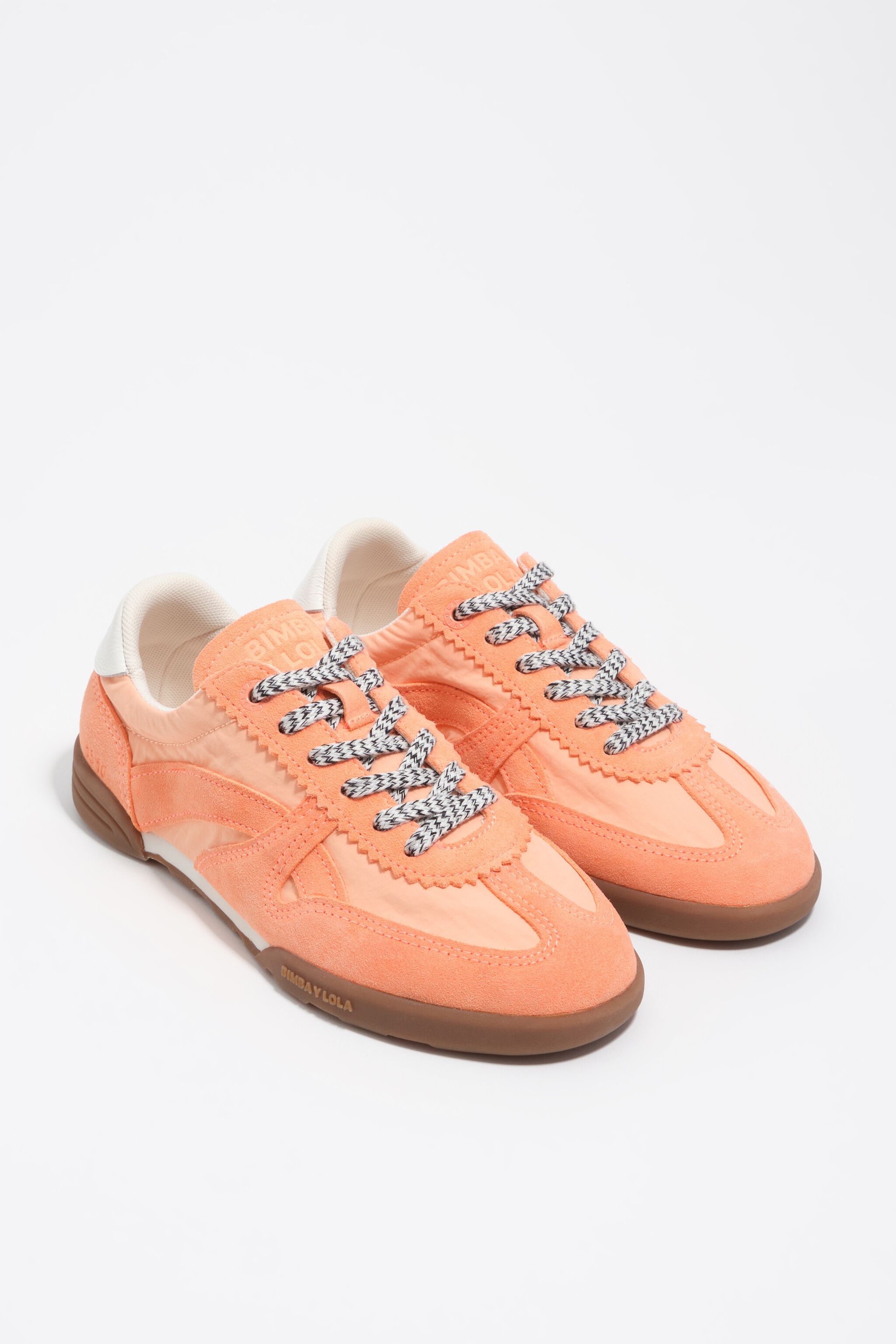 Indoor sneaker splitleer en nylon 13 16 koraalrood