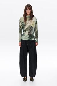 Camiseta fruncida tul Snake patchwork verde