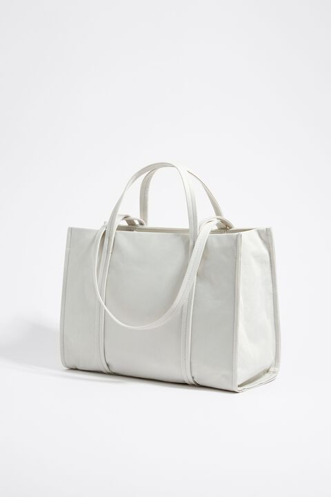 L gray nylon shopper bag
