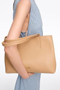 Hazelnut medium leather shopper bag