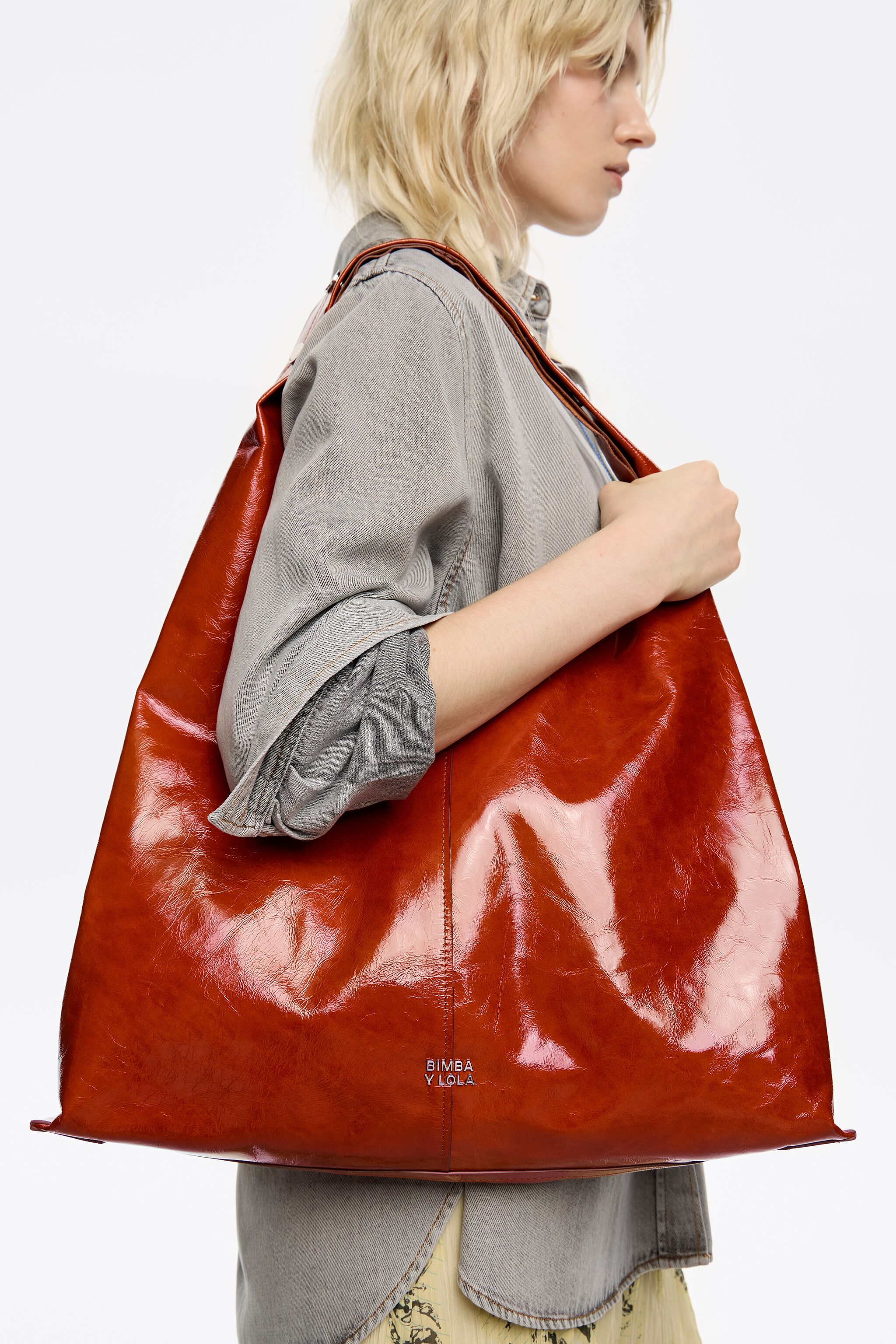 Maxi burnt orange leather Bikini Paper bag Maxi burnt orange leather Bikini Paper bag