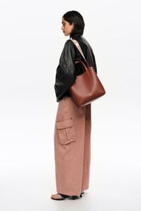 Large walnut leather Chihuahua bag