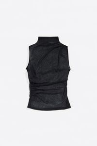 Top fruncido y ajustado l&uacute;rex negro