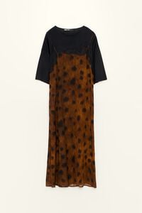 Vestit bimat&egrave;ria superposat deer negre marr&oacute;