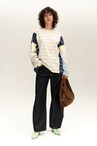 Camiseta oversize multirrayas marfil