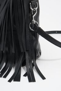 Bolso Paper peque&ntilde;o piel flecos negro