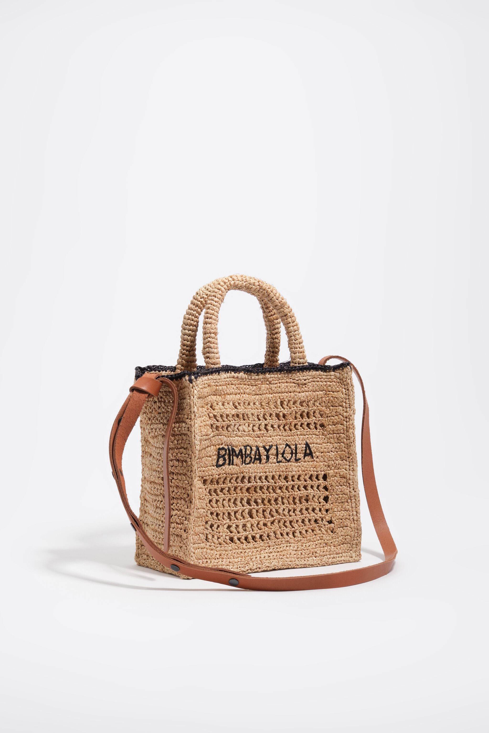 弥生・B・ルートウィッジ Medium natural raffia crossbody bag