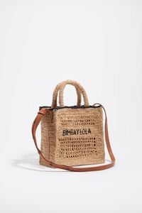 Medium natural raffia crossbody bag