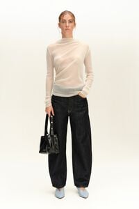 Ivory ruched lurex T-shirt