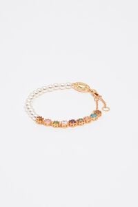 Multicolor crystals and pearls bracelet