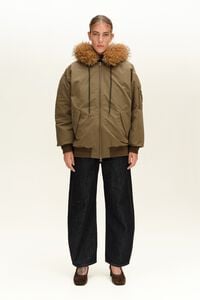 Khaki bomber puffer jacket