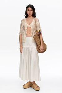 Cardigan de malha rendilhado areia