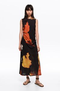 Blot black fringed armhole midi dress