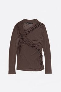 Brown fluid neckline T-shirt