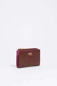 Dark tan leather compact purse