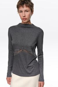 Camiseta encaje cintura gris oscuro melange