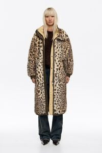 Long reversible beige Leopard coat
