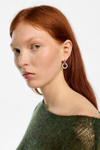 Silver logo double-hoop earrings