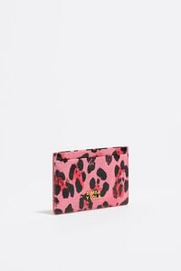 Strawberry textured shiny Leopard print card holder