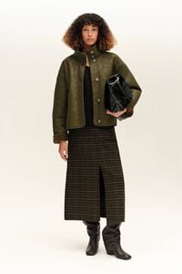 Khaki faux shearling lined jacket