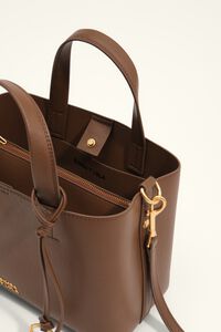 Medium golden brown leather Chihuahua tote bag