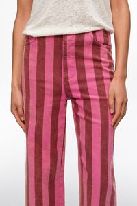 Pantal&oacute;n sin cintura 5 bolsillos denim de rayas rosas