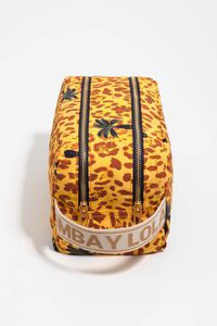 Large Leopard yellow palms nylon make-up case
