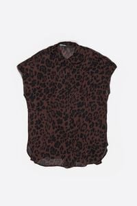 Flowy batwing shirt Leopard Big dark brown