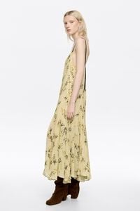 Vestido plisado irregular Notebook amarillo claro