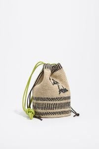 Torebka bucket pleciona średnia rafia naturalna