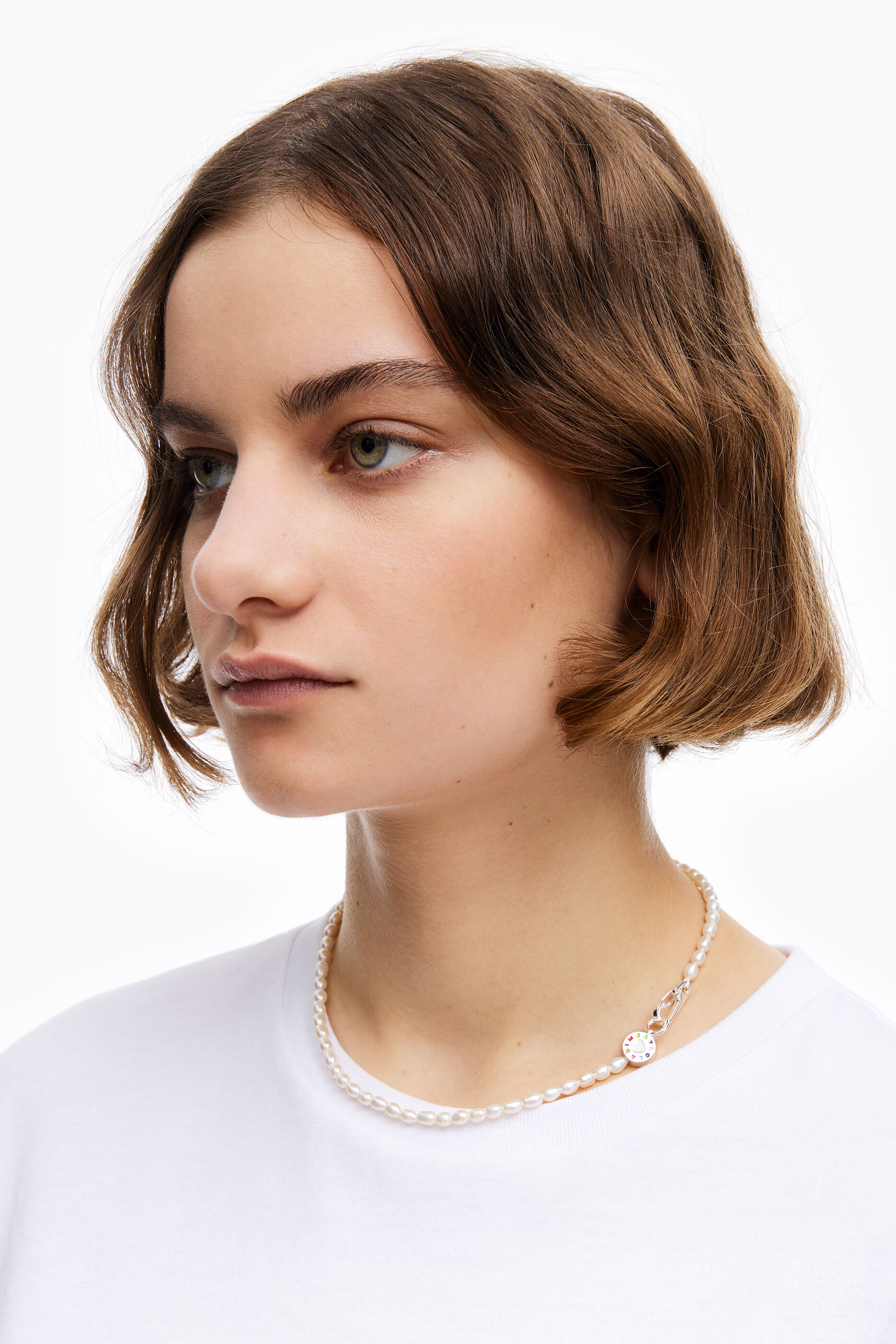silver color irregular pearls necklace