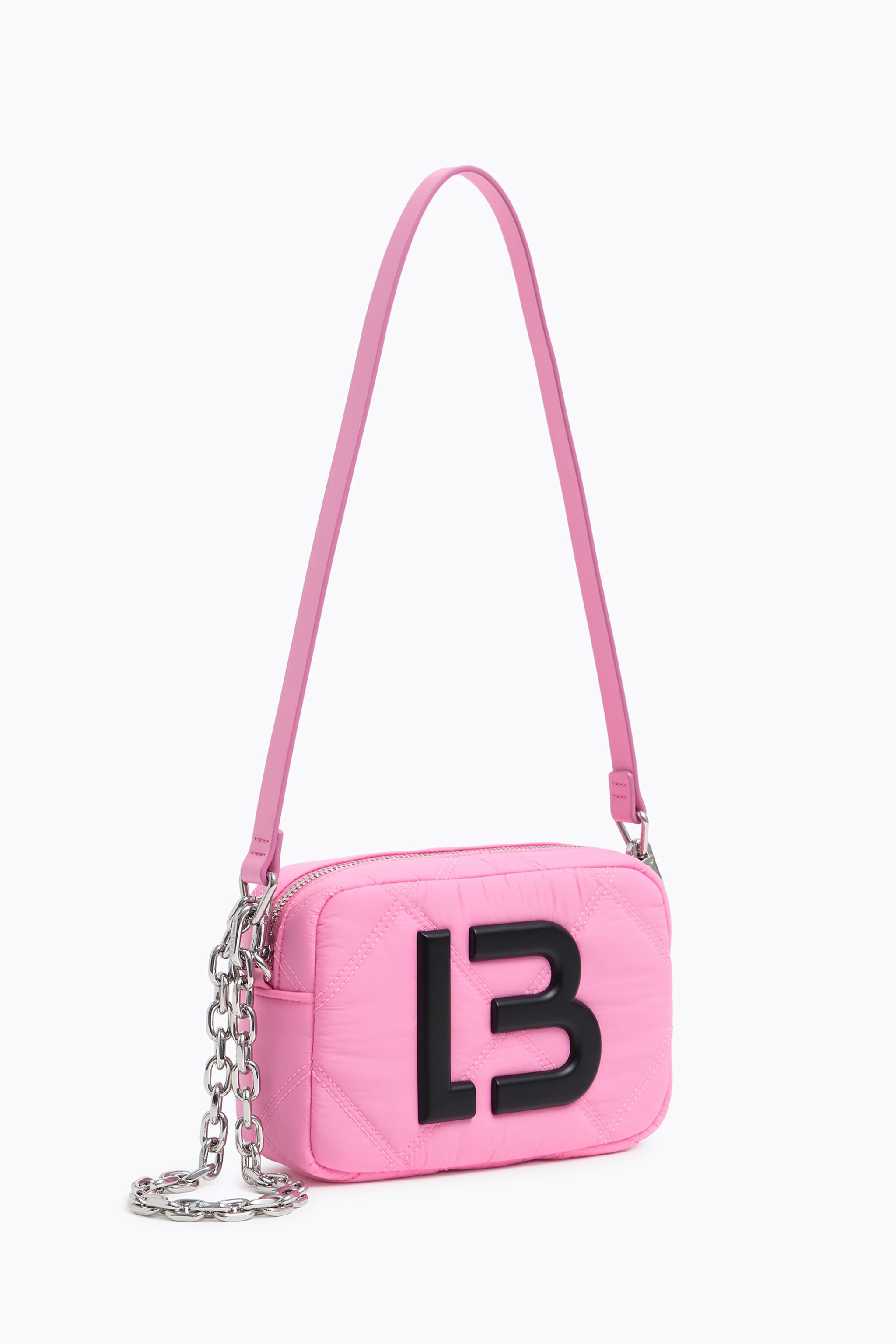 Bolso bandolera S nylon acolchado rosa
