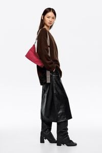 Medium dark red gaberdine Trapecio bag