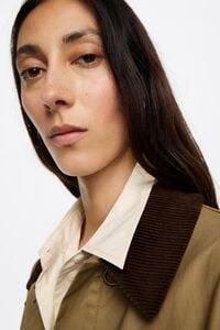 Khaki maxi length trench