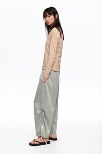 Light blue denim joggers with gathering