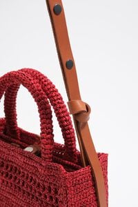 Red raffia plaited mini bag