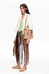 Medium natural raffia crossbody bag