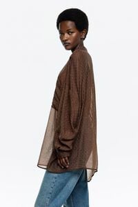 Dark brown oversize shirt with mini rhinestones