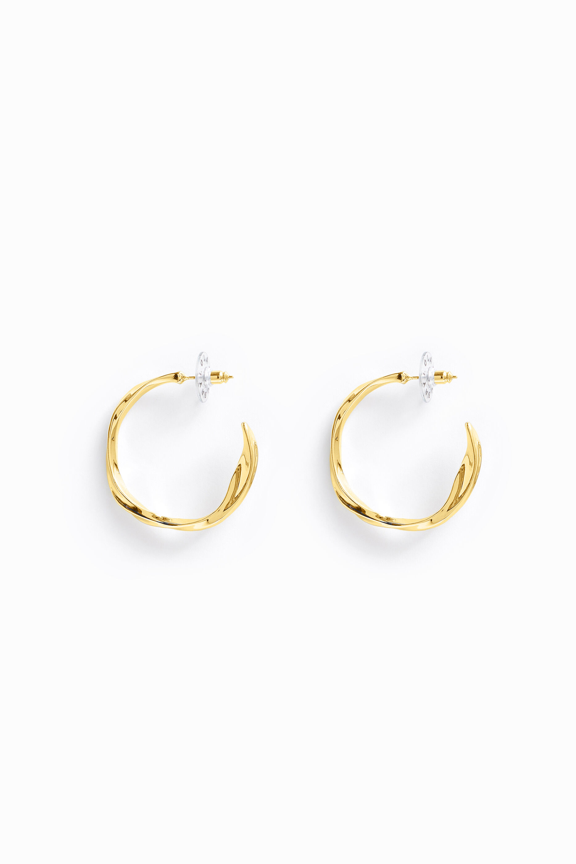 Small golden twisted hoop earrings