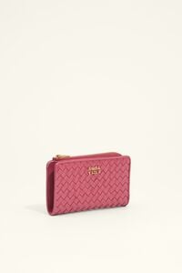 Dark pink plaited compact purse
