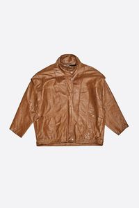 Caramel leather oversize jacket